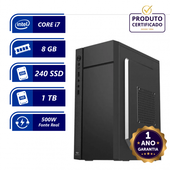 CPU INTEL CORE I7 9700 3.0GHz 8GB 240GB SSD 1TB HDD