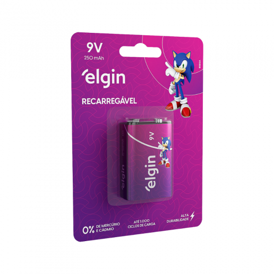 BATERIA 9V REGARREGAVEL ELGIN 250mAh 1 UNI BATERIA 9V REGARREGAVEL ELGIN 250mAh 1 UNI