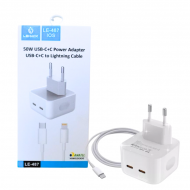 CARREGADOR PARA CELULAR USB C+C USB-C TO USB-C CABLE 50W ADAPTER TYPEC LEHMOX BRANCO LE 487