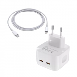 CARREGADOR PARA CELULAR USB C+C USB-C TO USB-C CABLE 50W ADAPTER TYPEC LEHMOX BRANCO LE 487