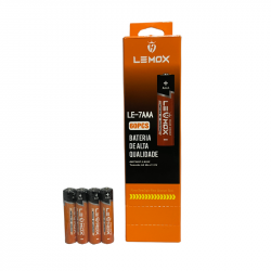 PILHA PALITO AAA ZINCO LEHMOX COM 4 UNI 88972 RO3P 1,5V LE-7AAA