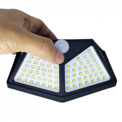 LUMINARIA SOLAR DE PAREDE REGARREGAVEL LEY 2224 COM SENSOR DE PRESENCA LEHMOX PRETO