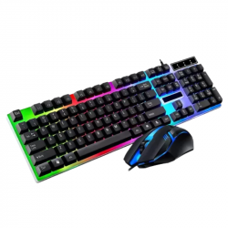 TECLADO E MOUSE GAMER COM FIO RGB LEY-2074 LEHMOX PRETO