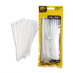 ABRACADEIRA DE NYLO 140MMX3,5 BRANCO RINO PACT 100UND.