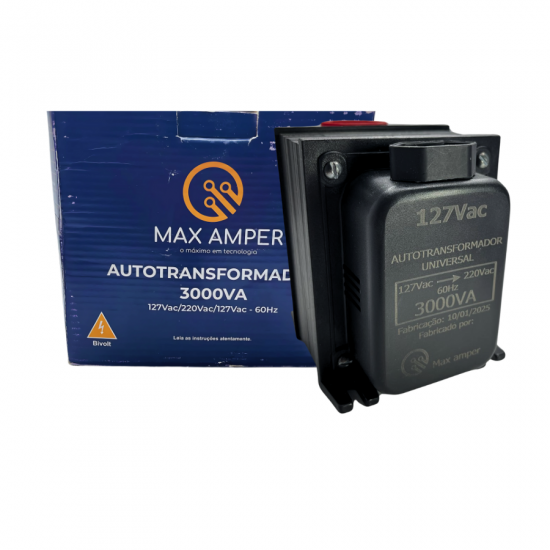 AUTO TRANSFORMADOR 3000VA MAX AMPER VA110X220X110  BIVOLT