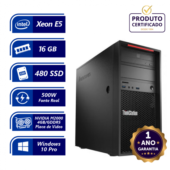 SERVIDOR XEON LENOVO P410 E5-1630 3.70GHZ 16GB 1TB + 480GB SSD NVIDIA QUADRO M2000 4GB GDDR5 WINDOWS 10 PRO OURO SERVIDOR XEON LENOVO P410 E5-1630 3.70GHZ 16GB 1TB + 480GB SSD NVIDIA QUADRO M2000 4GB GDDR5 WINDOWS 10 PRO OURO