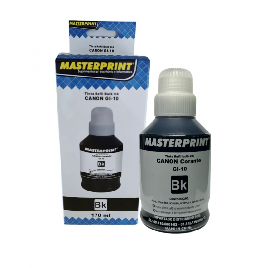 REFIL DE TINTA BLACK MASTER CANON GI-10 BK 170ML REFIL DE TINTA BLACK MASTER CANON GI-10 BK 170ML