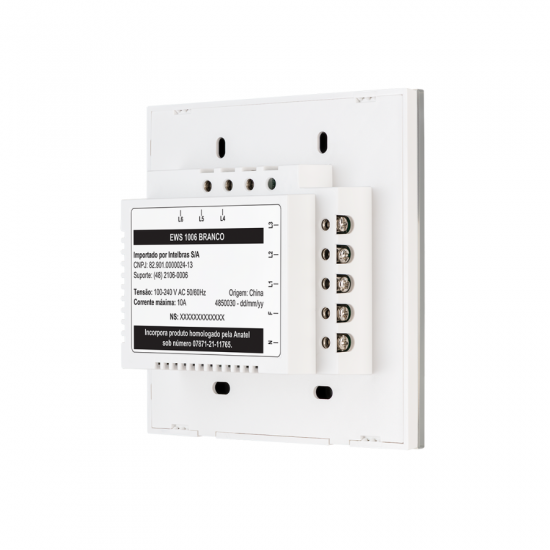 INTERRUPTOR INTELIGENTE TOUCH WIFI  EWS 1006 BRANCO 6 TECLAS INTELBRAS 4850030