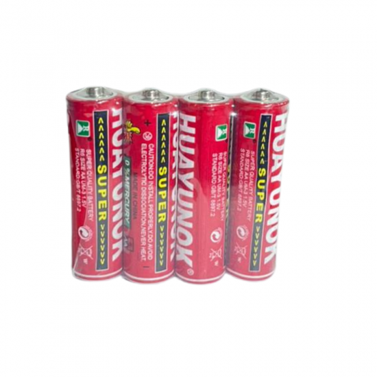 PILHA PEQUENA AA ZINCO HUAYUN COM 4 UNI R6 PILHA PEQUENA AA ZINCO HUAYUN COM 4 UNI R6