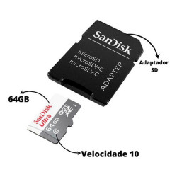 CARTAO DE MEMORIA 64GB SDSQUNR-064G-GN3MA SANDISK COM ADAPT.