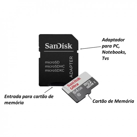 CARTAO DE MEMORIA 64GB SDSQUNR-064G-GN3MA SANDISK COM ADAPT.