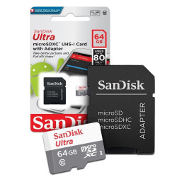 CARTAO DE MEMORIA 64GB SDSQUNR-064G-GN3MA SANDISK COM ADAPT.