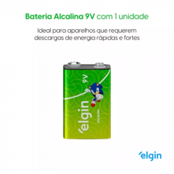BATERIA 9V ALCALINA ELGIN 6LR61 1 UNI