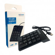 TECLADO NUMERICO COM FIO BK-N30 EXBOM 18 TECLAS PRETO