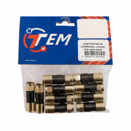 CONECTOR RG6 DE COMPRESSAO FEMEA PCT COM 10 UNID PRETO