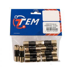 CONECTOR RG6 DE COMPRESSAO FEMEA PCT COM 10 UNID PRETO