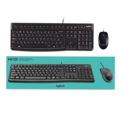 TECLADO E MOUSE COM FIO MK120 LOGITECH PRETO