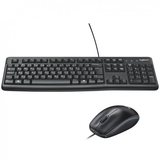 TECLADO E MOUSE COM FIO MK120 LOGITECH PRETO