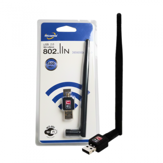 ADAPTADOR WIRELESS ANTENA USB DUAL BAND 1800MBPS ATOMO