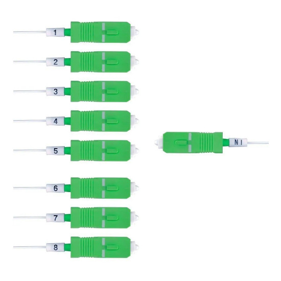 SPLITTER OPTICO 1X8 COM CONECTOR SC/APC 1M PLC108 VERDE SPLITTER OPTICO 1X8 COM CONECTOR SC/APC 1M PLC108 VERDE