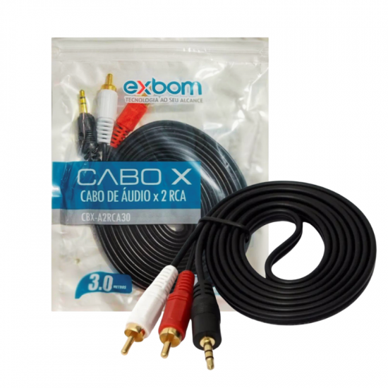 CABO DE AUDIO P2/2RCA CBX-A2RCA30 3 METROS EXBOM CABO DE AUDIO P2/2RCA CBX-A2RCA30 3 METROS EXBOM