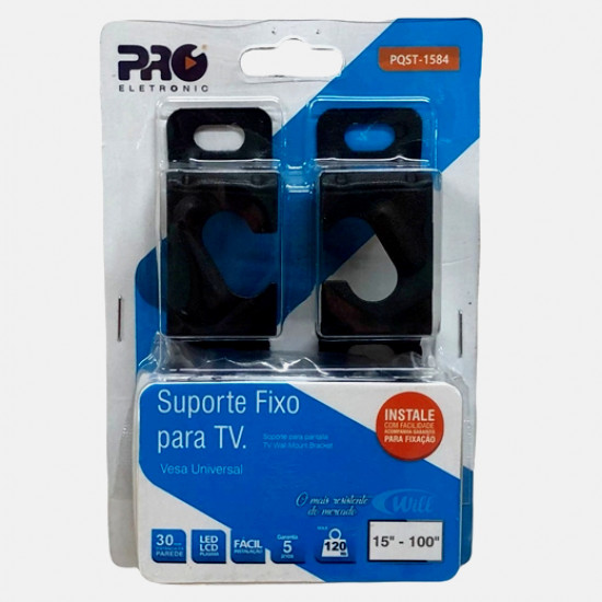 SUPORTE PARA TV FIXO 15POL. A 100POL. PRO ELETRONIC PQST-1584