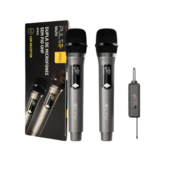 MICROFONE SEM FIO PULSE PRO DUPLO MIC ENTRY + RECEIVER SP801
