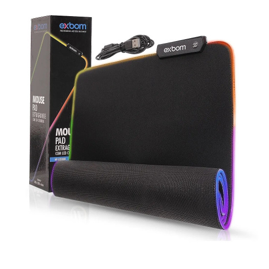 MOUSEPAD EXBOM MP-LED3080 GAMER EXTRA GRANDE LED RGB 800X300X4MM ESTAMPA LISA MOUSEPAD EXBOM MP-LED3080 GAMER EXTRA GRANDE LED RGB 800X300X4MM ESTAMPA LISA