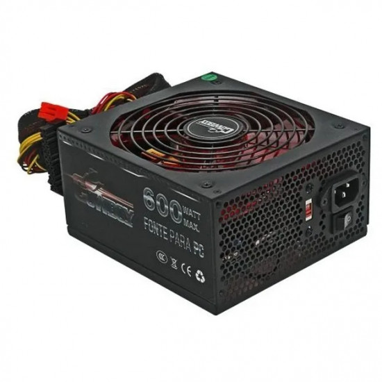 FONTE ATX GAMER 600W REAL COWBOY KP-535 COM CABO KNUP FONTE ATX GAMER 600W REAL COWBOY KP-535 COM CABO KNUP