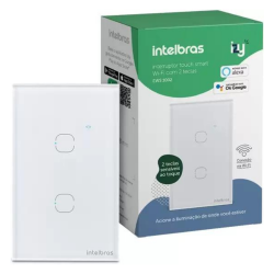 INTERRUPTOR INTELIGENTE TOUCH WIFI EWS 1002 BRANCO 2 TECLAS INTELBRAS 4850015