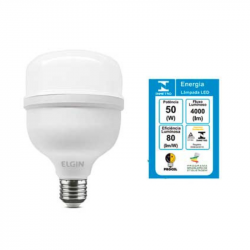 LAMPADA BULBO LED ELGIN T 50W BIVOLT BRANCA FRIA 6500K LD