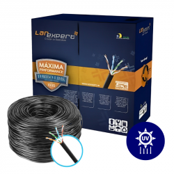 CABO DE REDE 100% COBRE CAT5E PRETO 4P LAN EXPERT UV 305M