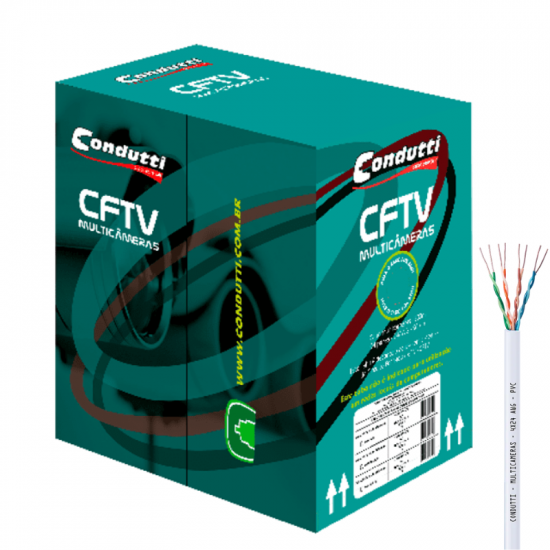 CABO DE REDE COBREADO BRANCO CONDUTTI 4P 8 FIOS CFTV CAIXA 300M CABO DE REDE COBREADO BRANCO CONDUTTI 4P 8 FIOS CFTV CAIXA 300M