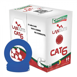 CADO DE REDE 100% COBRE CAT6 AZUL CONDUTTI 4P 8 FIOS 305M HD