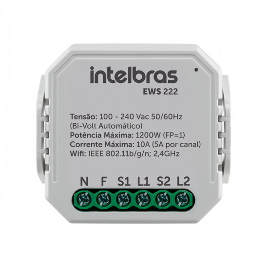 MINICONTROLADOR SMART WIFI PARA 2 INTERRUPTORES EWS 222 INTELBRAS 4850006