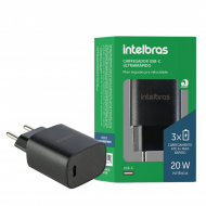 FONTE USB-C PARA CELULAR INTELBRAS 4820104 AC/DC EC 10 POWER 20W 3.0A PRETO