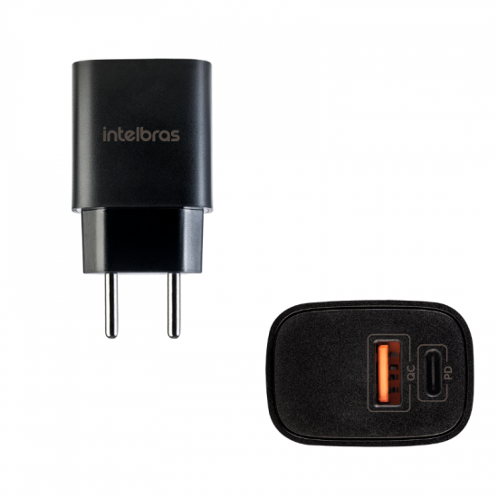 FONTE USB-A/USB-C PARA CELULAR INTELBRAS 4820106 AC/DC EC 11 POWER 20W 3.0A PRETO