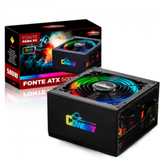 FONTE ATX GAMER 500W RGB KP-534RGB COWBOY BIVOLT FONTE ATX GAMER 500W RGB KP-534RGB COWBOY BIVOLT