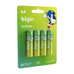 PILHA PEQUENA AA ALCALINA ELGIN COM 4 UNI LR6 1,5V LWO1