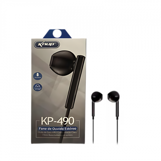 FONE DE OUVIDO COM FIO INTRA-AURICULAR P3 KP-490 KNUP BRANCO/PRETO FONE DE OUVIDO COM FIO INTRA-AURICULAR P3 KP-490 KNUP BRANCO/PRETO