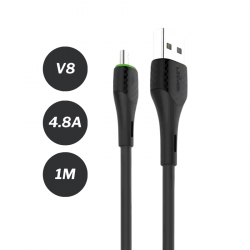 CABO PARA CELULAR USB-A/V8 LE-2099-V8 4.8A 1M LEHMOX PRETO/BRANCO