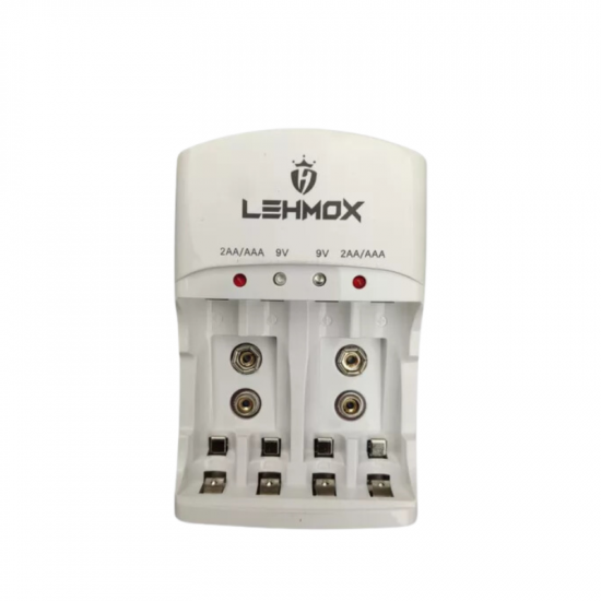 CARREGADOR DE PILHA LEHMOX COM 4 PILHAS PALITO AA LEY-2058 CARREGADOR DE PILHA LEHMOX COM 4 PILHAS PALITO AA LEY-2058