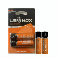 PILHA PEQUENA AA RECARREGAVEL LEHMOX 2600MAH COM 2 UND 1,2V LE-2006AA