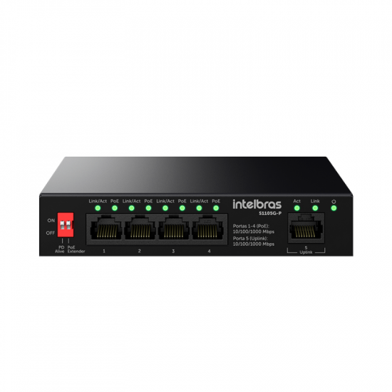 SWITCH 5 PORTAS GIGA NAO GERENCIAVEL POE S1105G-P INTELBRAS 4760130 SWITCH 5 PORTAS GIGA NAO GERENCIAVEL POE S1105G-P INTELBRAS 4760130