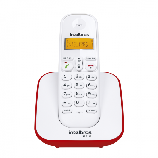 TELEFONE SEM FIO DIGITAL TS 3110 BRANCO/VERMELHO INTELBRAS 4123101 TELEFONE SEM FIO DIGITAL TS 3110 BRANCO/VERMELHO INTELBRAS 4123101