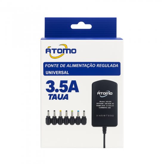 FONTE UNIVERSAL REGULADA DE 3.5A A 12V ATOMO 42W BIVOLT MO-668