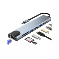ADAPTADOR RJ45+TF SD+HDTV+USB3.0 TYPE-C +PD TPC 1X8 AOWEIXUN
