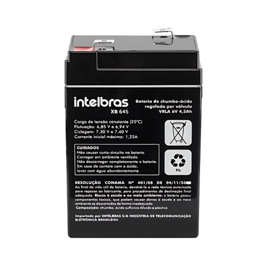BATERIA INTELBRAS VRLA 6V 4,5AH XB 645 4860011 BATERIA INTELBRAS VRLA 6V 4,5AH XB 645 4860011
