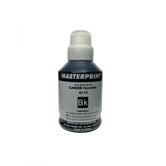 REFIL DE TINTA BLACK MASTER CANON GI-10 BK 170ML