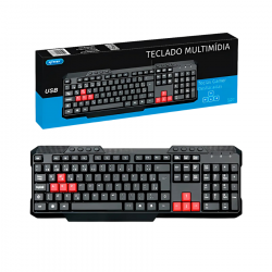 TECLADO GAMER COM FIO MULTIMIDIA KP 2034A KNUP PRETO COM VERMELHO